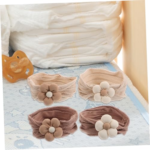 Vaguelly 4Pcs Soft Floral Headbands for Newborns
