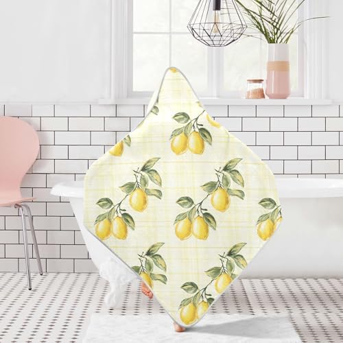 BOESI Graffiti Lemon Pattern Baby Bath Towel 35x35 Inches 1