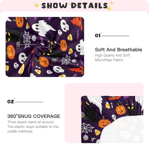 Qilmy Halloween Crib Sheet for Baby Playard and Toddler Bed