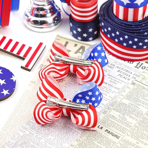 4th of July Hair Clip with American Flag Bow for Baby Toddler