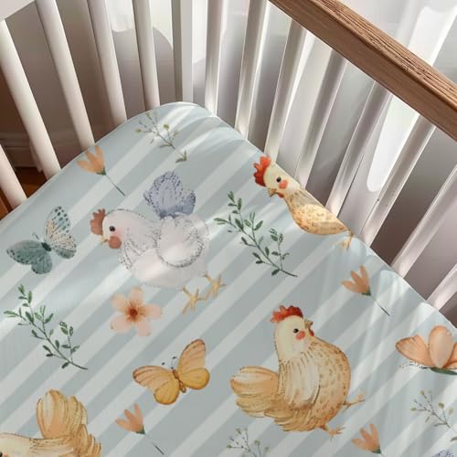 Cute Chicken Butterfly Pattern Baby Crib Sheet 28x52