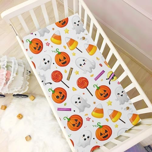 Qilmy Halloween Fitted Crib Sheet - Soft Breathable for Baby