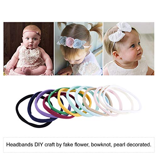 Lawie 60-Pack Super Soft Stretchy Nylon Headbands for Baby Girls