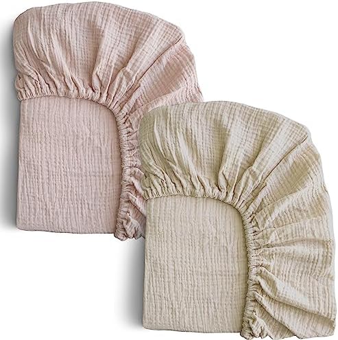 COSMOPLUS Muslin Crib Sheets 2 Pack Neutral Boho