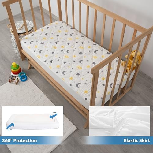 Newo Select Waterproof Crib Mattress Protector with MoonStar Pattern 2 Pack