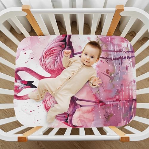 Qilmy Flamingos Crib Sheet - Soft Breathable Snug Fit