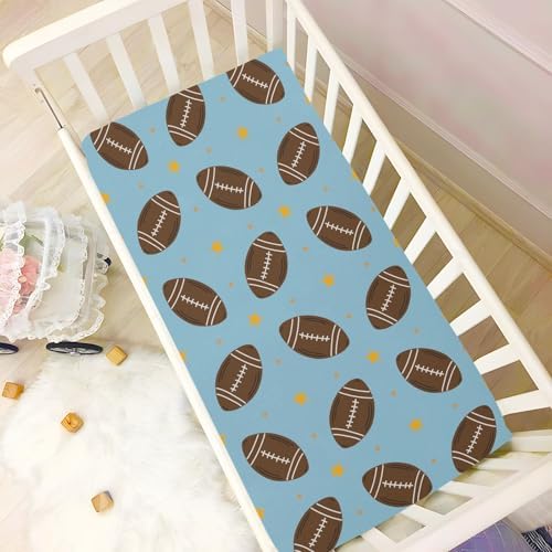 KICPOAY Blue Footballs Crib Sheets Stretchy Playard Sheets for Baby