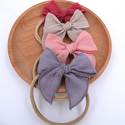 Sugarmelon Linen Bow Headband for Baby Newborn Infant Toddler