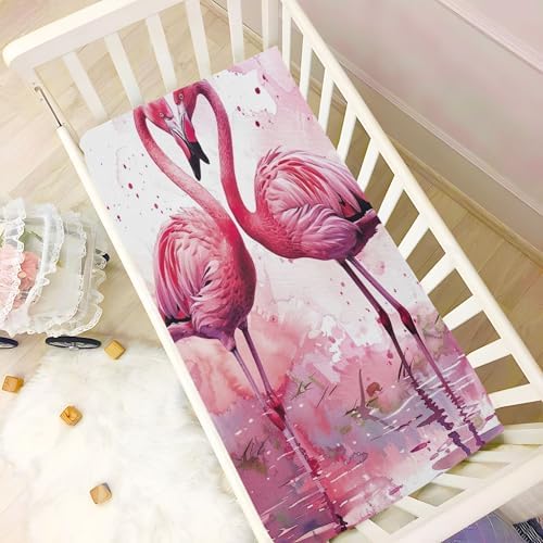 Qilmy Flamingos Crib Sheet - Soft Breathable Snug Fit