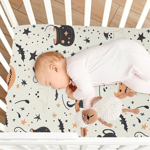 Qilmy Cartoon Witches Ghosts Crib Sheet for Girls and Boys
