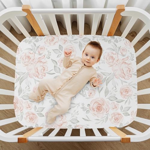 KICPOAY Pastel Orange Crib Sheets Stretchy Playard Sheets for Baby