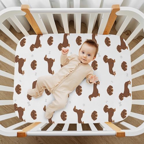 KICPOAY Dachshund Crib Sheets Stretchy Playard Sheets for Baby Toddler 1