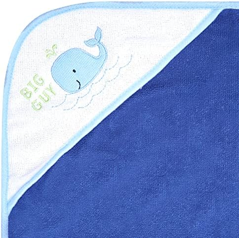 Buttons Stitches 3-Pack Blue Whale Hooded Baby Towels