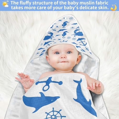 Bulletgxll Blue Sea Animals Hooded Towel