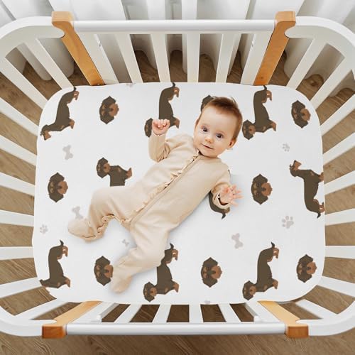 KICPOAY Dachshund Wire Hare Crib Sheet for Baby Toddler