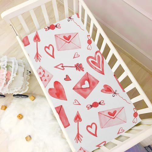 Moudou Valentines Love Heart Crib Sheet