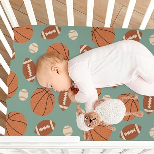 KICPOAY Ball Retro Crib Sheets Stretchy Playard Sheets for Baby