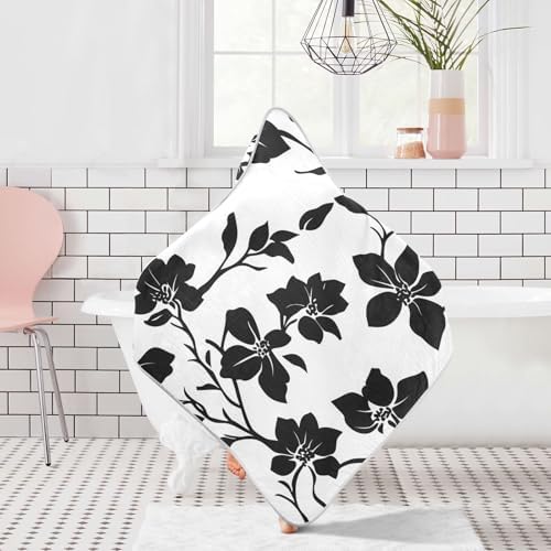 BOESI Graffiti Black Flower Baby Bath Towel 35x35in
