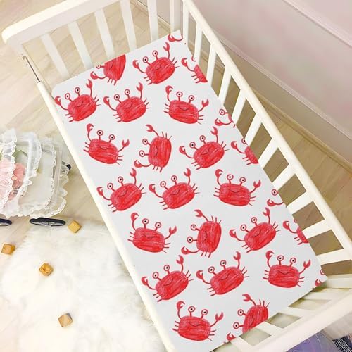 Qilmy Red Cute Crabs Crib Sheet for Babies