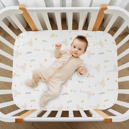 Qilmy Goose Bird Fitted Crib Sheet for Baby Soft Breathable