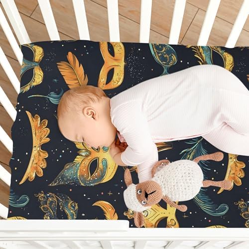 Qilmy Mardi Gras Crib Sheet for Baby Soft and Breathable