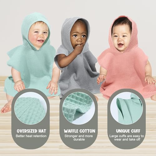 3 Pcs Hooded Poncho Towels for Kids
