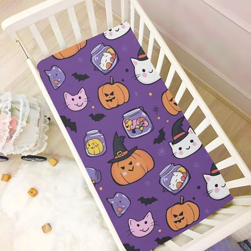 Qilmy Kawaii Pumpkins Fitted Crib Sheet for Baby