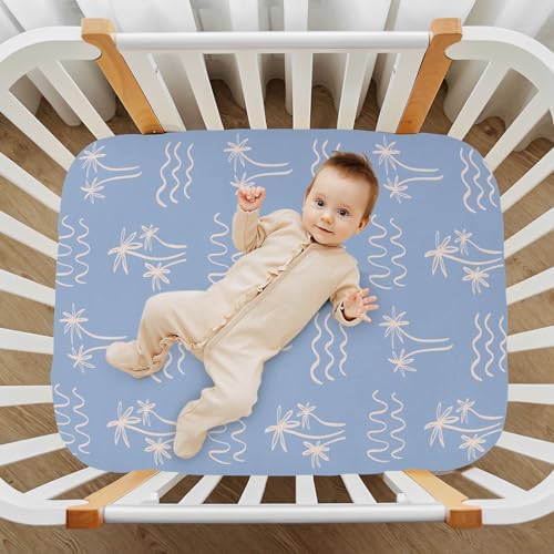 KICPOAY Palm Tree Ocean Waves Crib Sheets