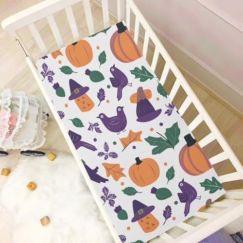Qilmy Halloween Pumpkins Fitted Crib Sheet for Kids 1