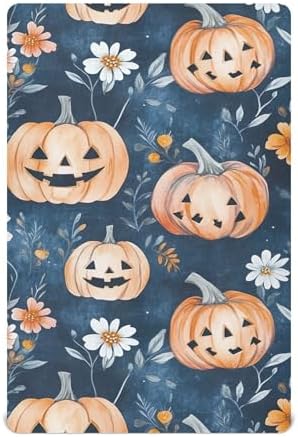 Qilmy Halloween Pumpkins Crib Sheet for Kids