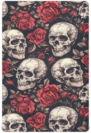Qilmy Skulls and Roses Fitted Crib Sheet Soft Breathable
