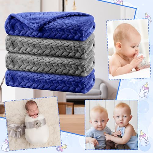 Chumia 4 Pcs Flannel Baby Blanket Set