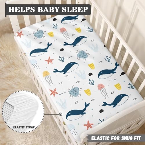 Blue Whale Ocean Fitted Crib Sheet 28x52