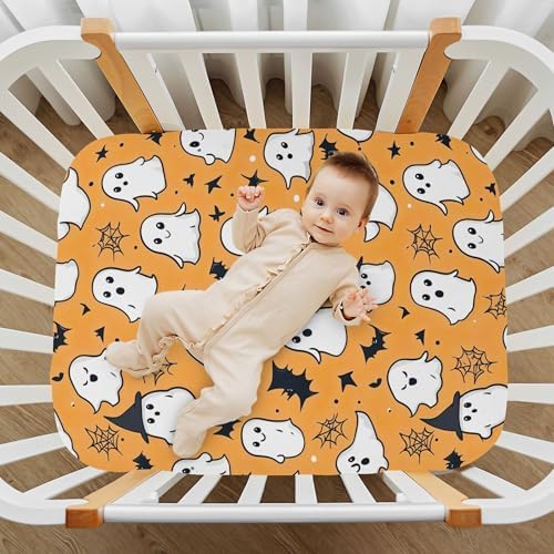 Qilmy Kawaii Ghosts Fitted Crib Sheet for Girls and Boys