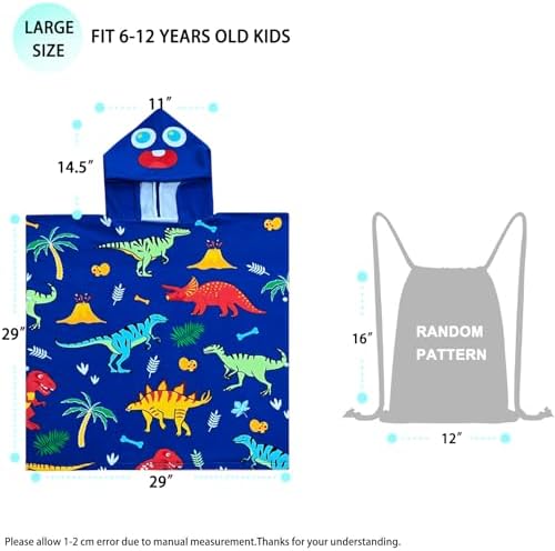 NovForth Kids Hooded Beach Towel Mermaid Design for Boys Girls