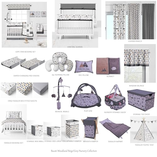 Bacati 2 Pack Woodlands Bears Crib Sheets Beige Grey