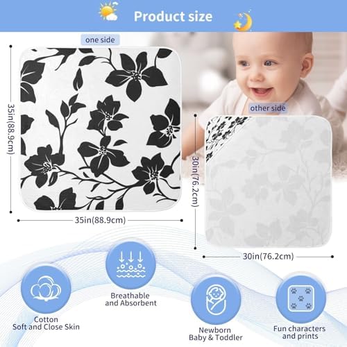 BOESI Graffiti Black Flower Baby Bath Towel 35x35in