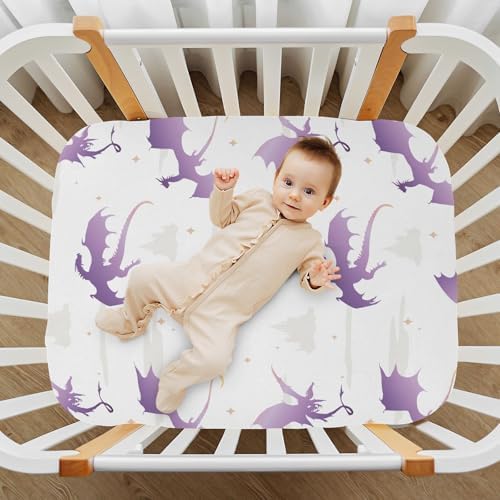 Flying Dragons Castles Star Crib Sheet for Baby Toddler