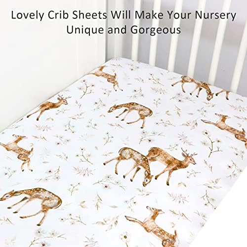 CARUILI Fitted Crib Sheets 2 Pack Woodland Animal Design