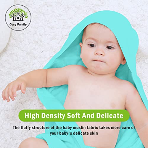 Cosy Family 3 Pack Baby Hooded Towels - Aquamarine