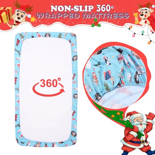 Soft Christmas Dogs Crib Sheet 52x28 Inches Microfiber