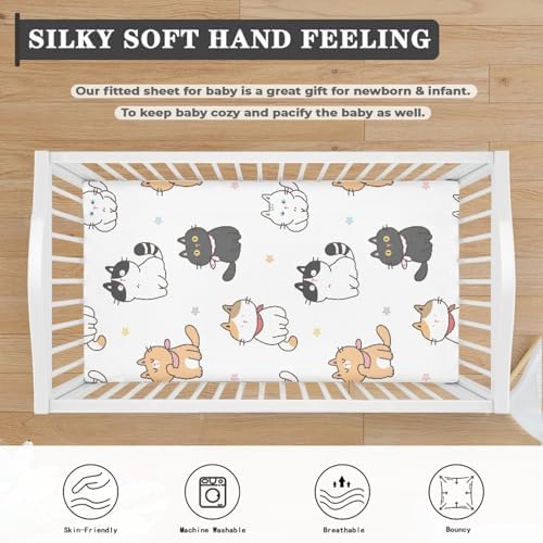 Winpema Cat Flower Fitted Crib Sheet 28x52