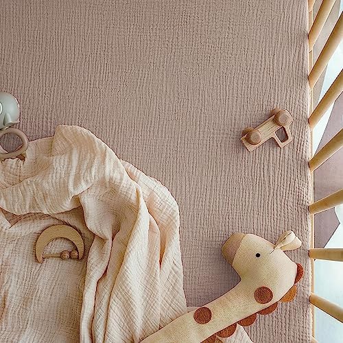 COSMOPLUS Muslin Crib Sheets 2 Pack Neutral Boho