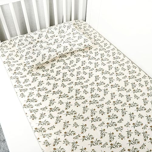 HNHUAMING Muslin Crib Sheets 2 Pack - Neutral Blue Green