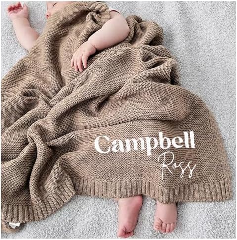 Personalized Baby Blanket with 2 Line Text Custom Embroidery